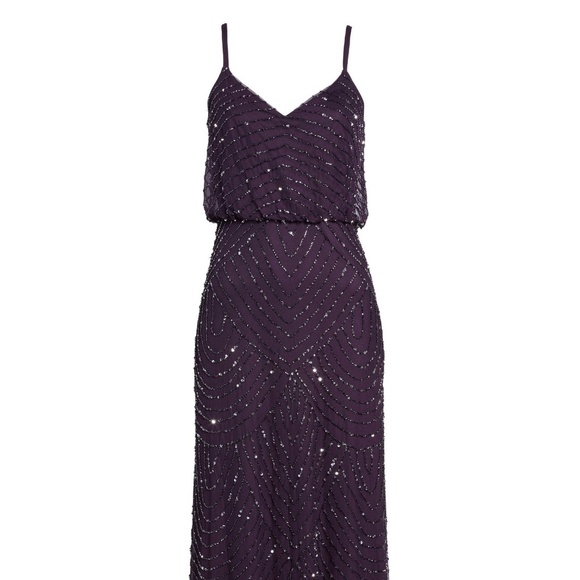 NEW Adrianna Papell Embellished Blouson Gown in Amethyst/Gunmetal [SZ 10‎ ] - Picture 5 of 14